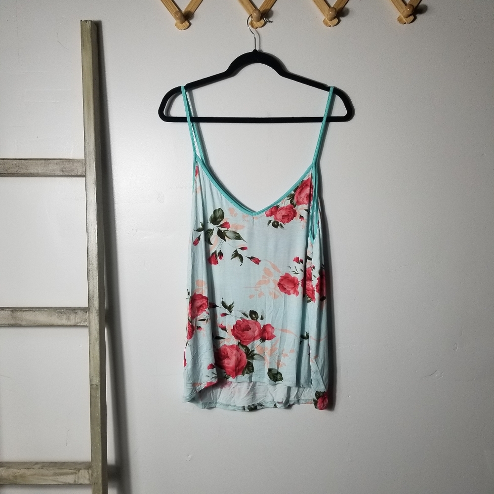 NWOT BIBI WOMEN'S FLORAL SPAGHETTI STRAP TOP SIZE XL